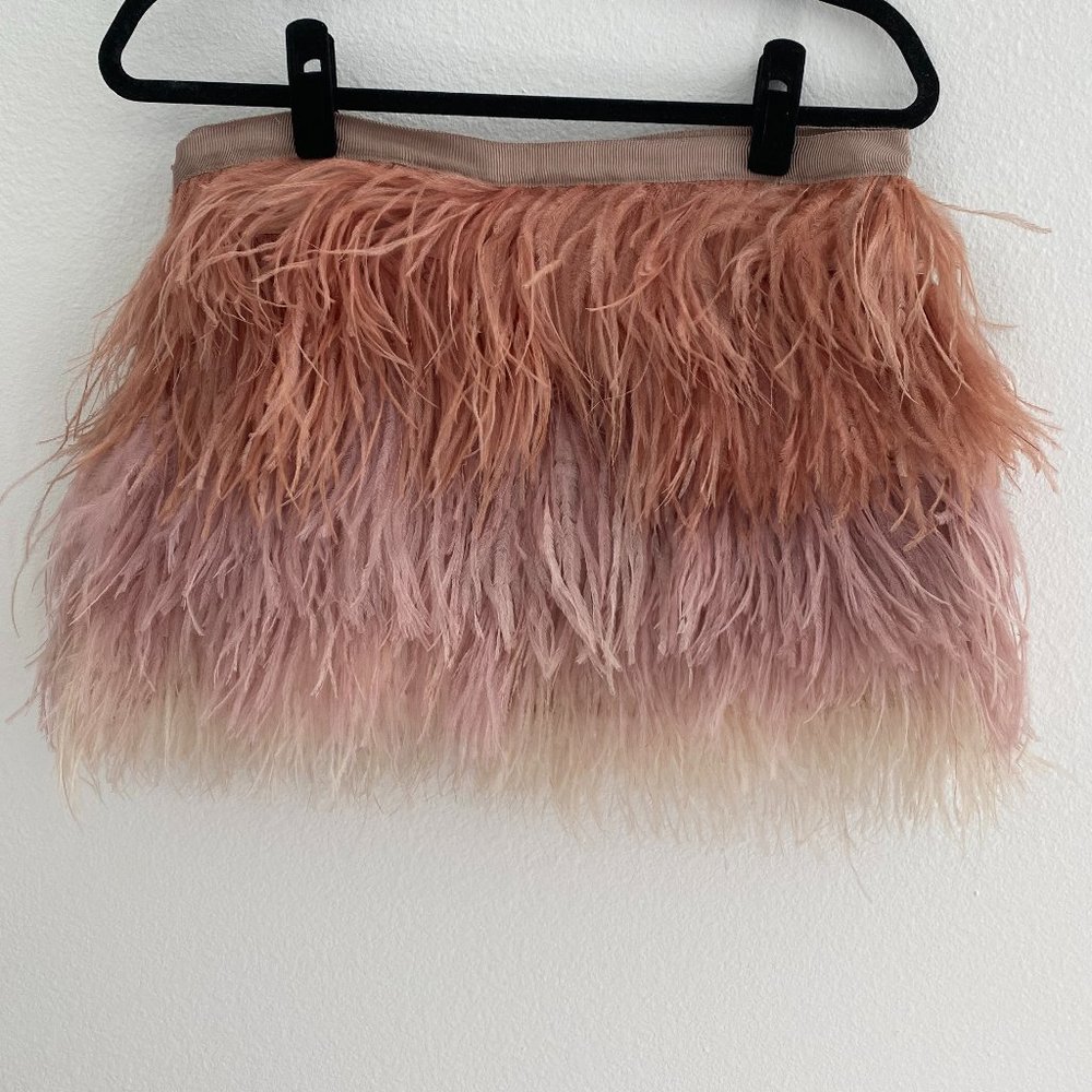 Haute Hippie Feather Pink Ombre Mini Skirt